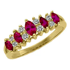 14k Yellow Gold 1/4 CTW Ruby & Diamond Anniversary Ring, Size 6