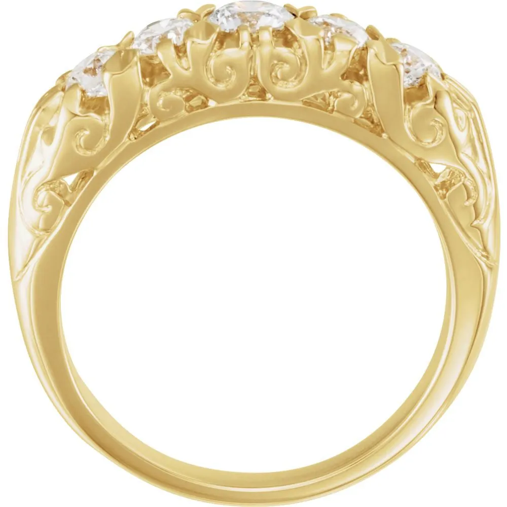 14k Yellow Gold 3/4 CTW Diamond Anniversary Band, Size 6