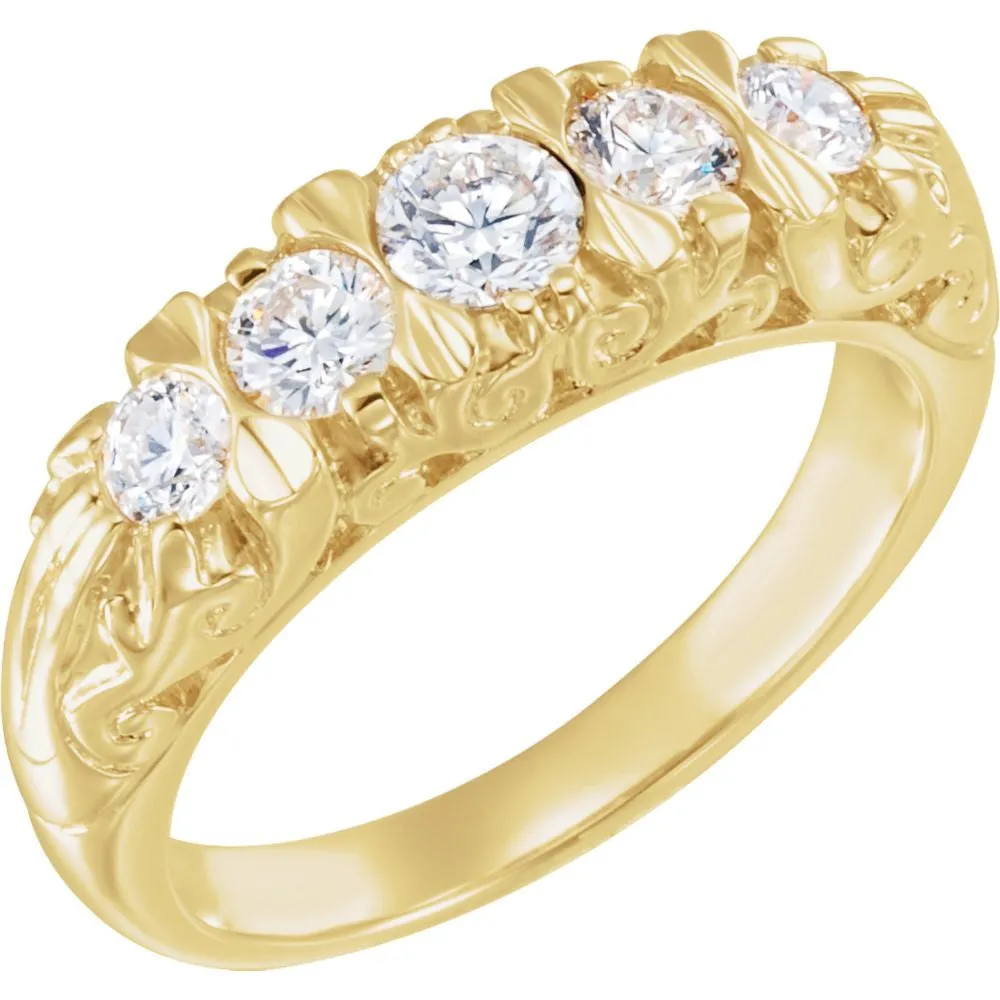 14k Yellow Gold 3/4 CTW Diamond Anniversary Band, Size 6