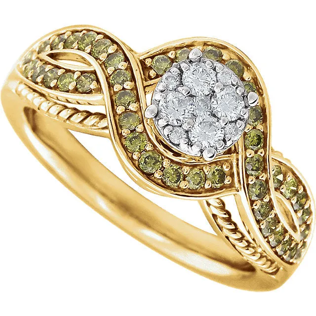 14k Yellow Gold 5/8 CTW Diamond Engagement Ring , Size 7