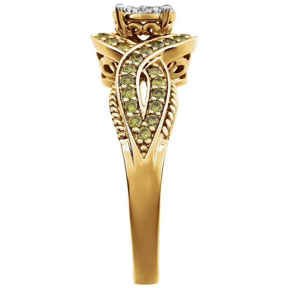 14k Yellow Gold 5/8 CTW Diamond Engagement Ring , Size 7
