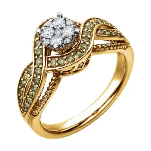 14k Yellow Gold 5/8 CTW Diamond Engagement Ring , Size 7
