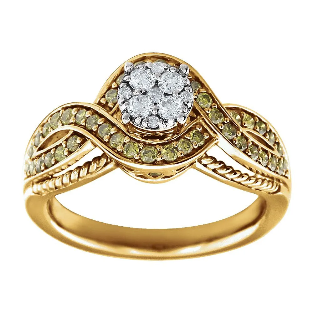 14k Yellow Gold 5/8 CTW Diamond Engagement Ring , Size 7