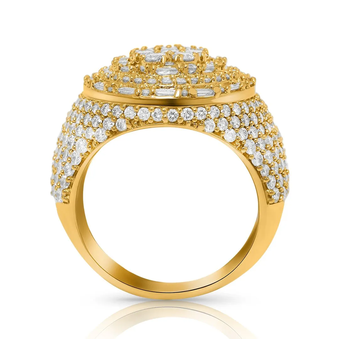 14k Yellow Gold Diamond Oval Ring 5.28 Ctw