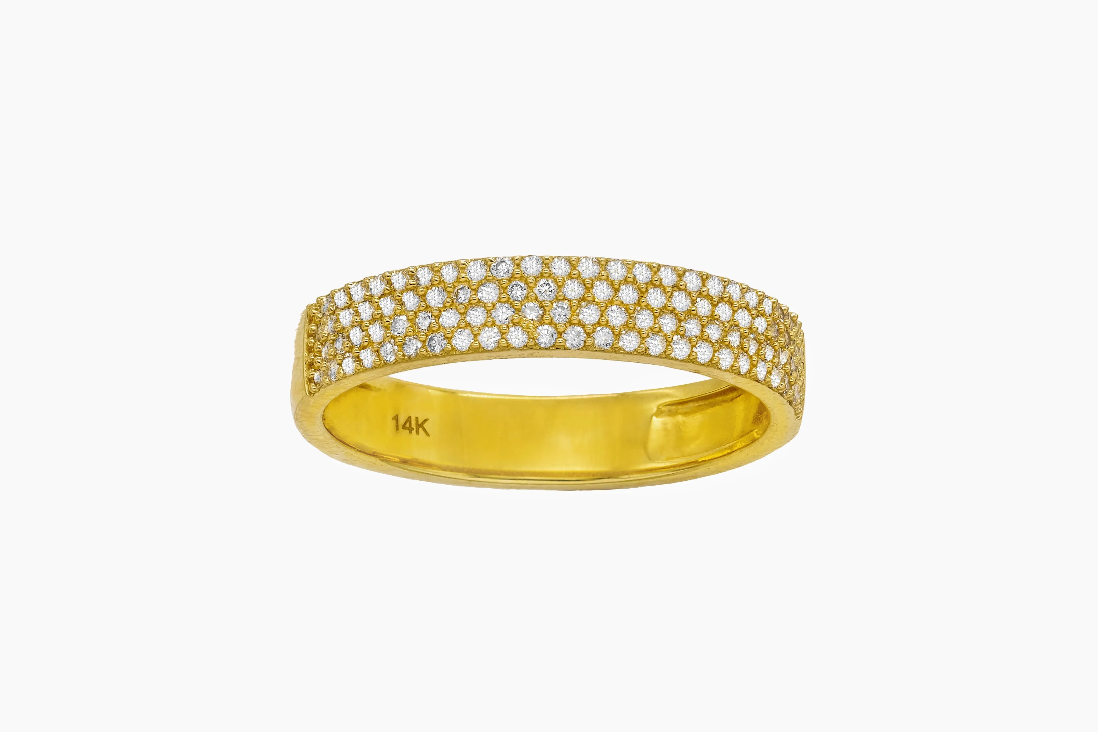 14k Yellow Gold Diamond Pave Band Ring