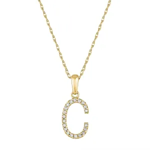 14K Yellow Gold Diamond "C" Initial Necklace
