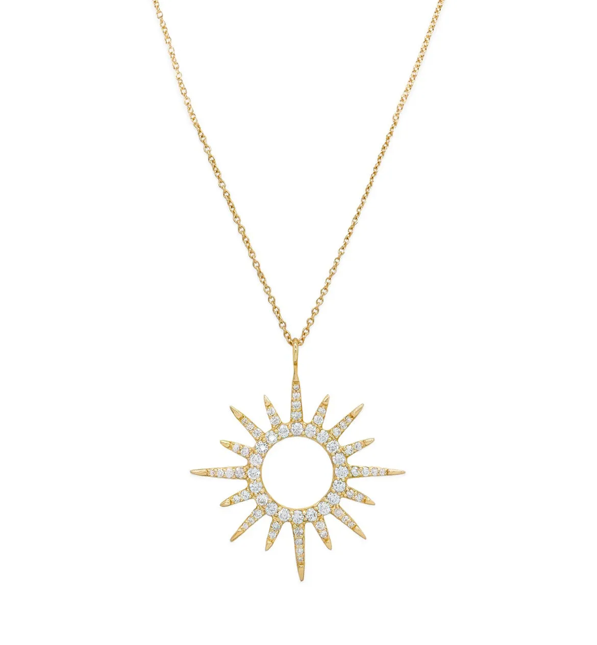 14k Yellow Gold Diamond Sunburst Necklace