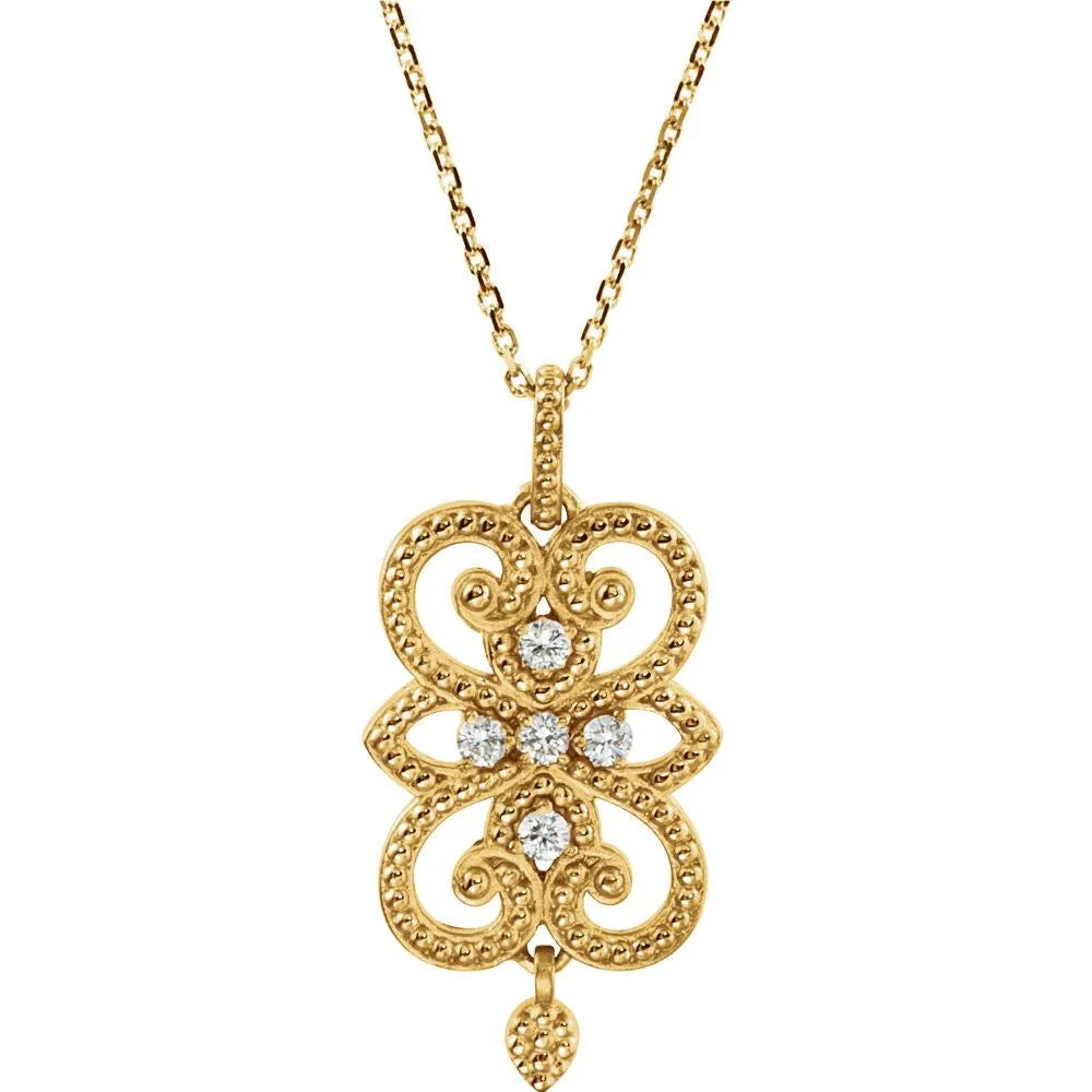 14k Yellow Gold Granulated Pendant or Necklace