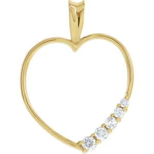 14k Yellow Gold Journey Diamond Heart Pendant