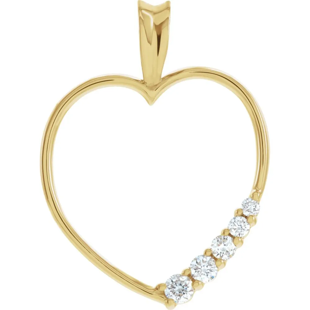 14k Yellow Gold Journey Diamond Heart Pendant