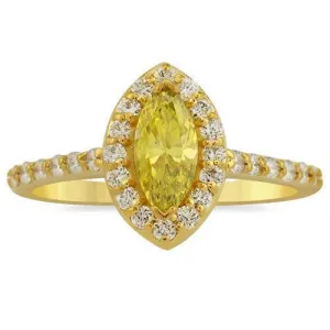 14k Yellow Gold Marquise Yellow Diamond Ring 1.09 Ctw