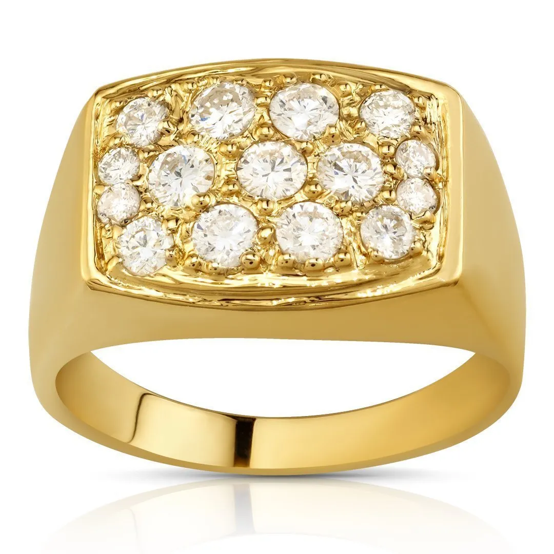 14K Yellow Gold Men's Diamond Ring 2.6 Cwt.