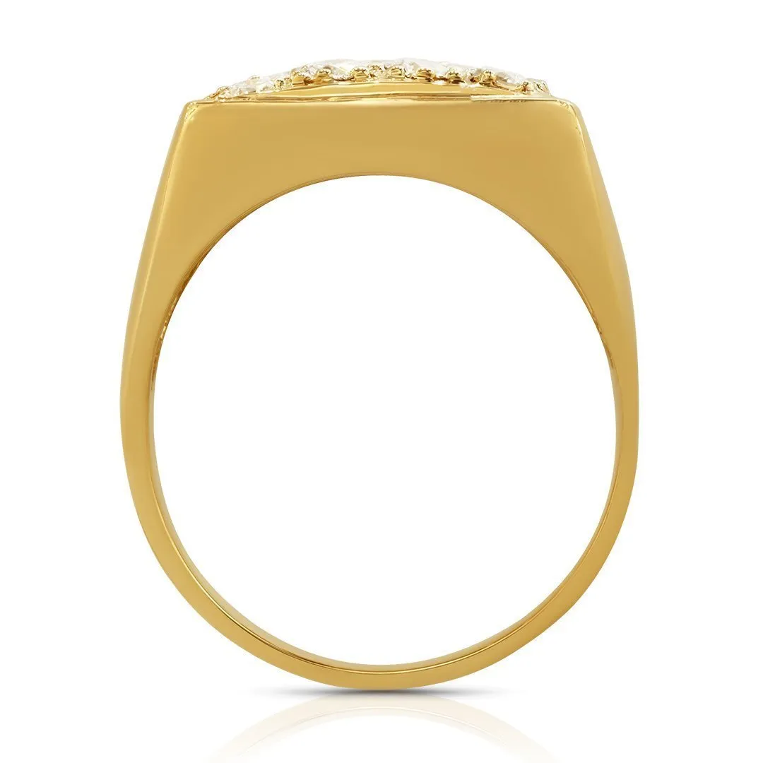 14K Yellow Gold Men's Diamond Ring 2.6 Cwt.