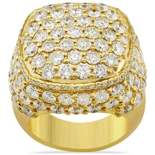 14k Yellow Gold Mens Diamond Ring 8.82 Ctw