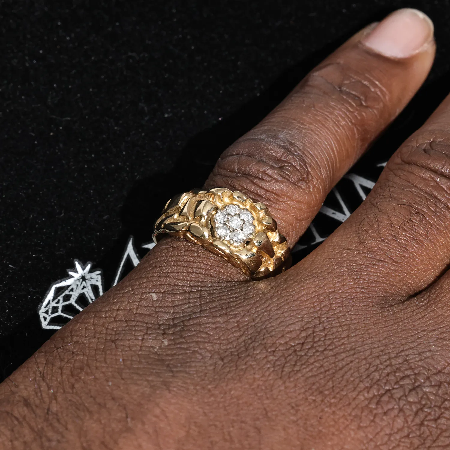 14K Yellow Gold Nugget Ring .5 Cwt