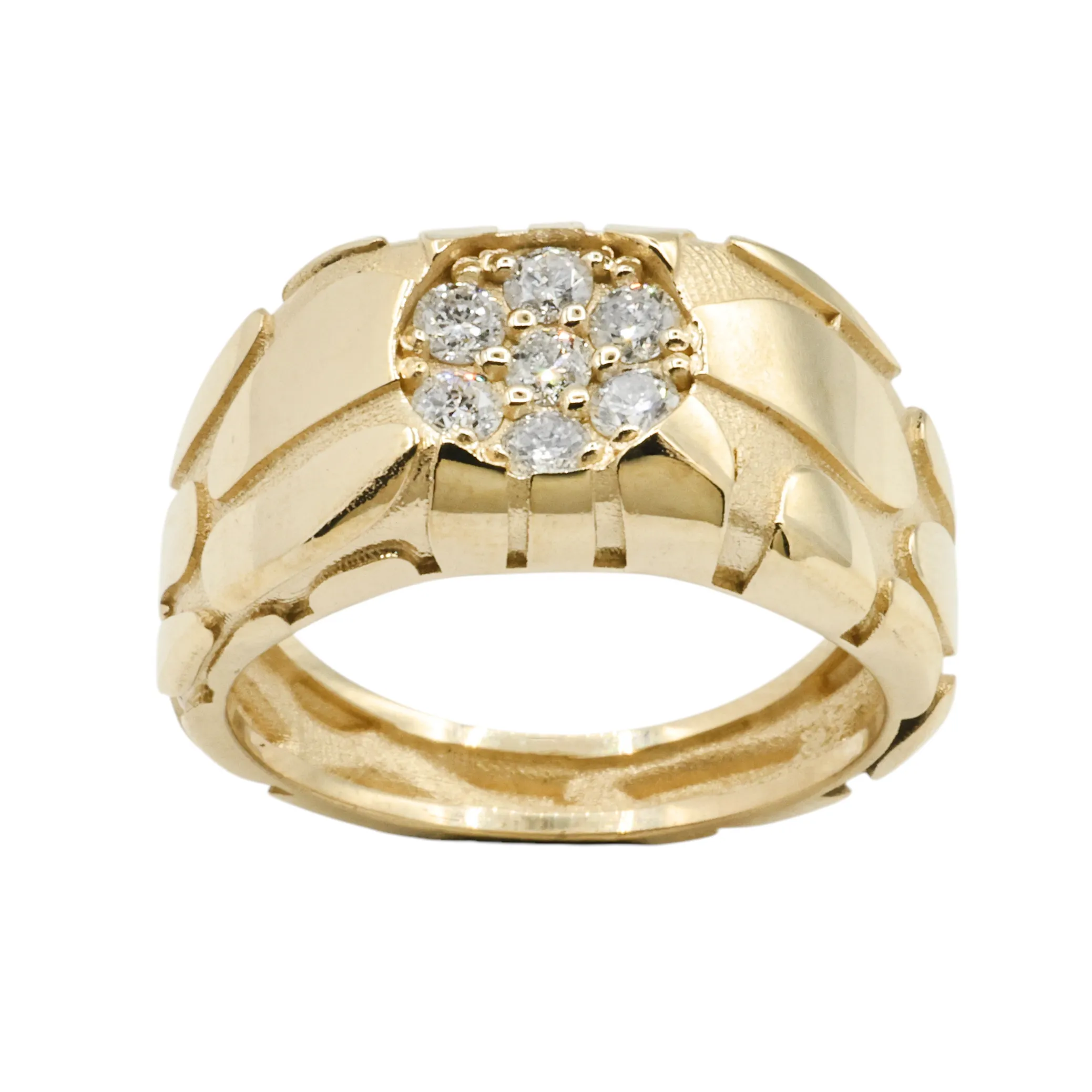 14K Yellow Gold Nugget Ring .5 Cwt