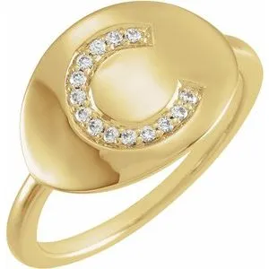 14K Yellow Initial C .08 CTW Diamond Ring