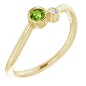 14K Yellow Peridot & .02 CTW Diamond Two-Stone Ring