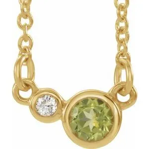 14K Yellow Peridot & .03 CTW Diamond 16" Necklace