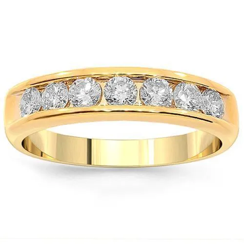 14K Yellow Solid Gold Mens Diamond Wedding Ring Band 1.00 Ctw