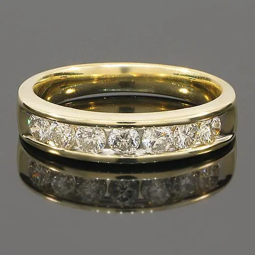 14K Yellow Solid Gold Mens Diamond Wedding Ring Band 1.00 Ctw