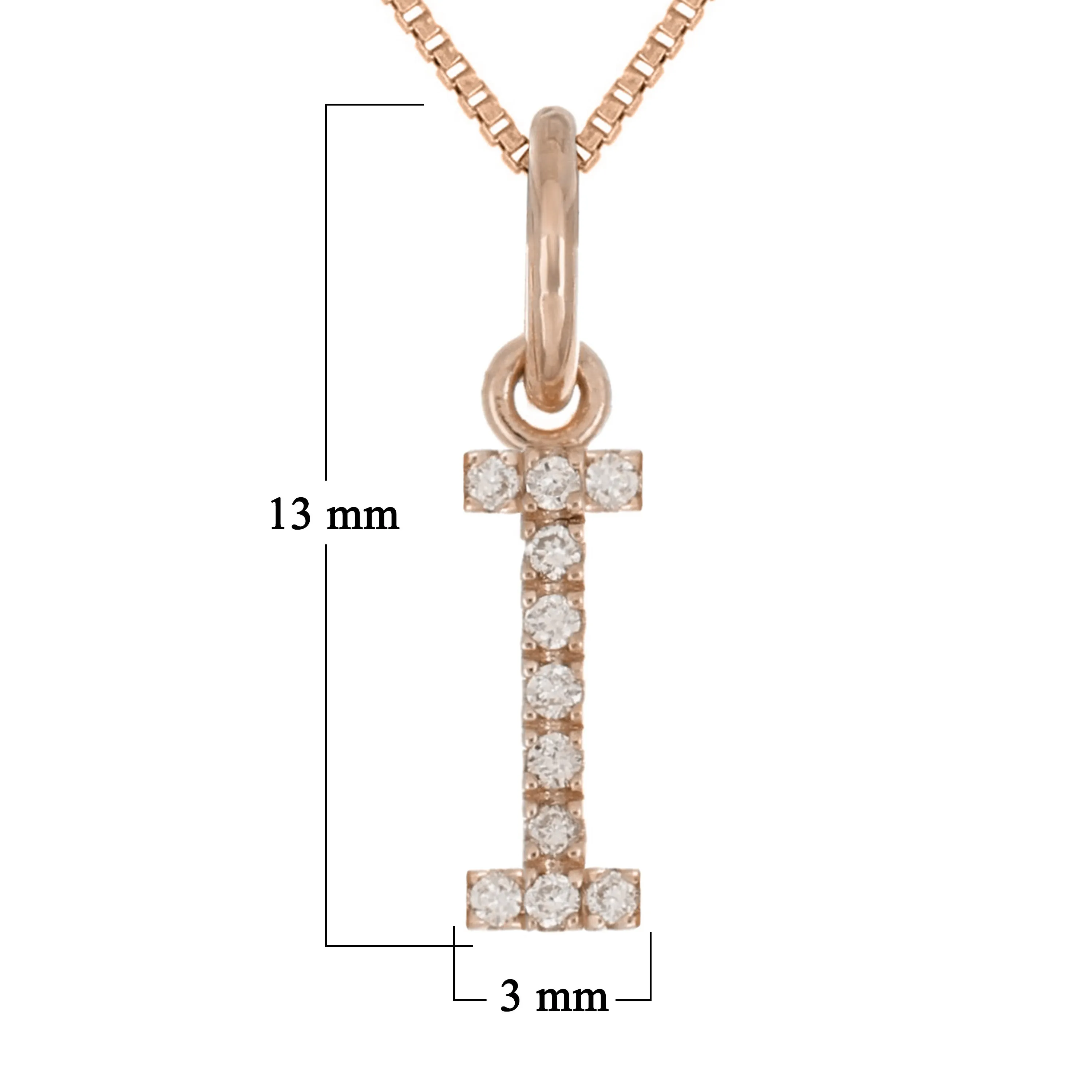 14k Yellow White or Rose Gold Diamond Initial Letter Charm Pendant Necklace 18"