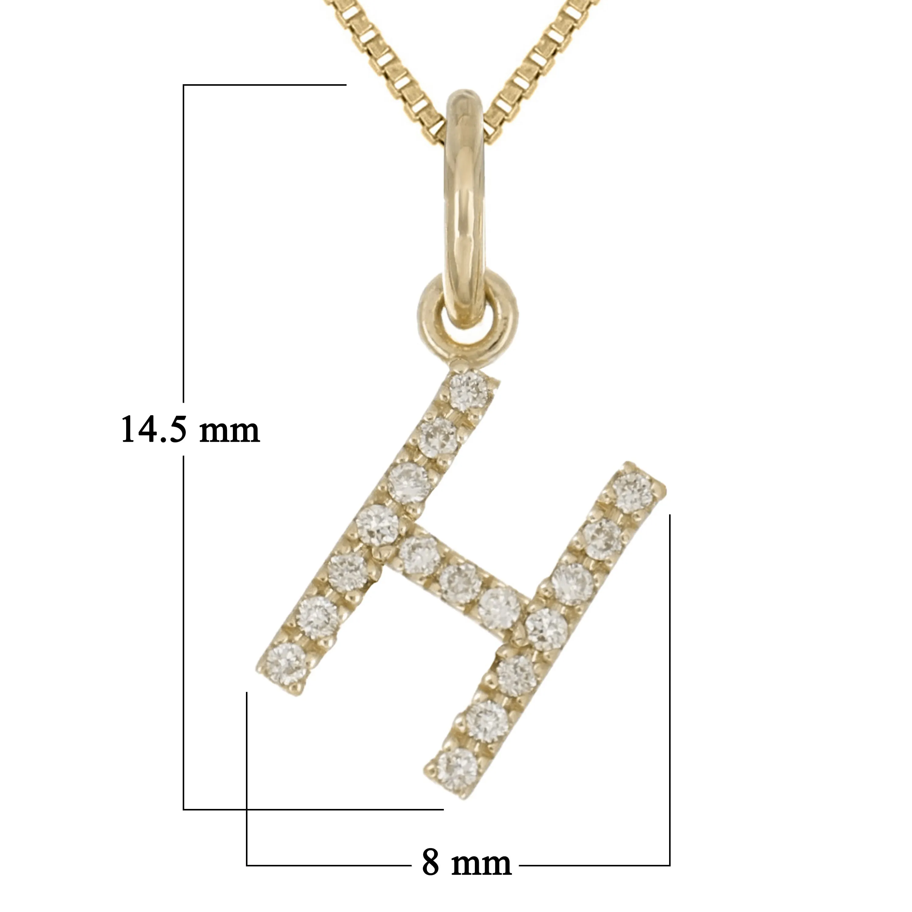14k Yellow White or Rose Gold Diamond Initial Letter Charm Pendant Necklace 18"