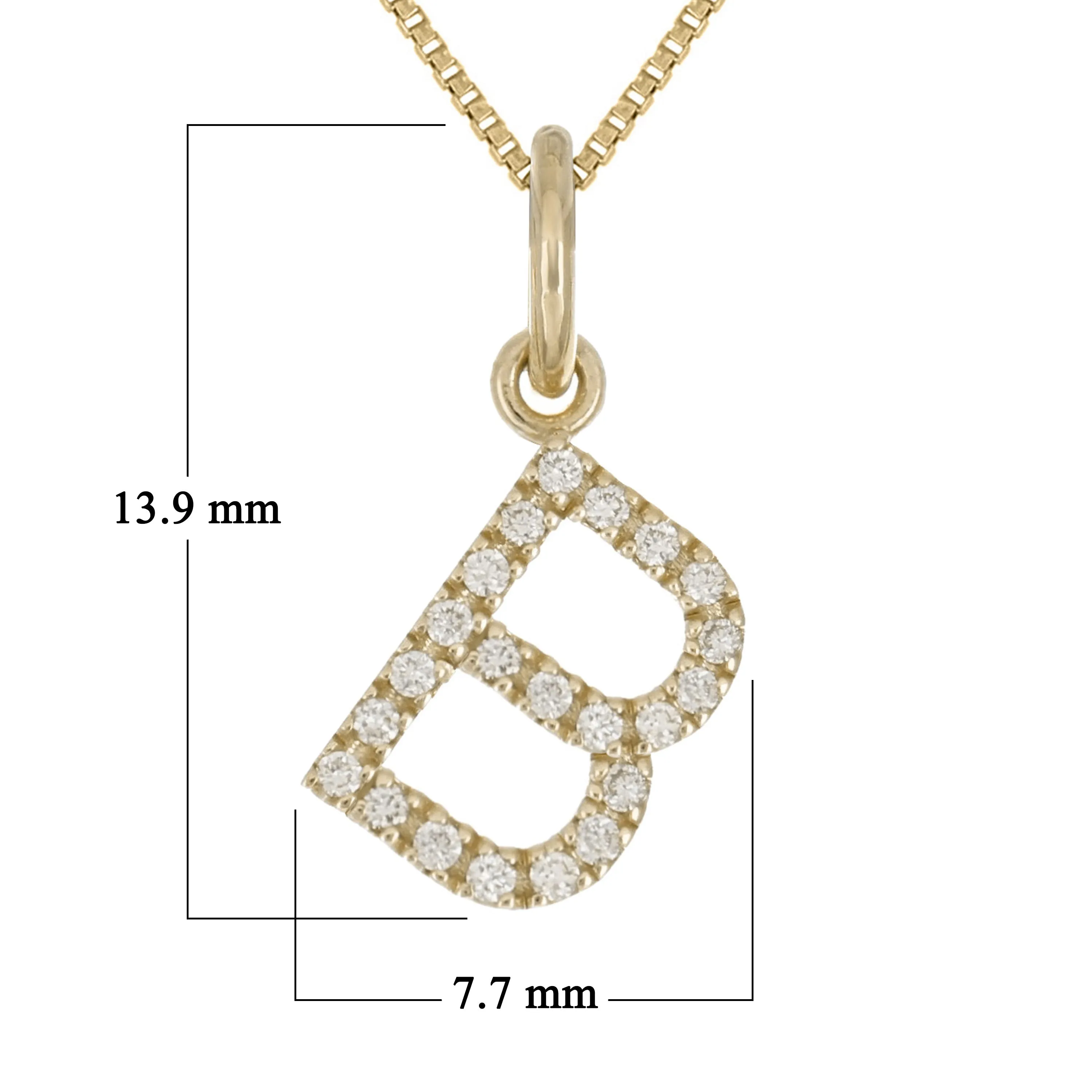 14k Yellow White or Rose Gold Diamond Initial Letter Charm Pendant Necklace 18"