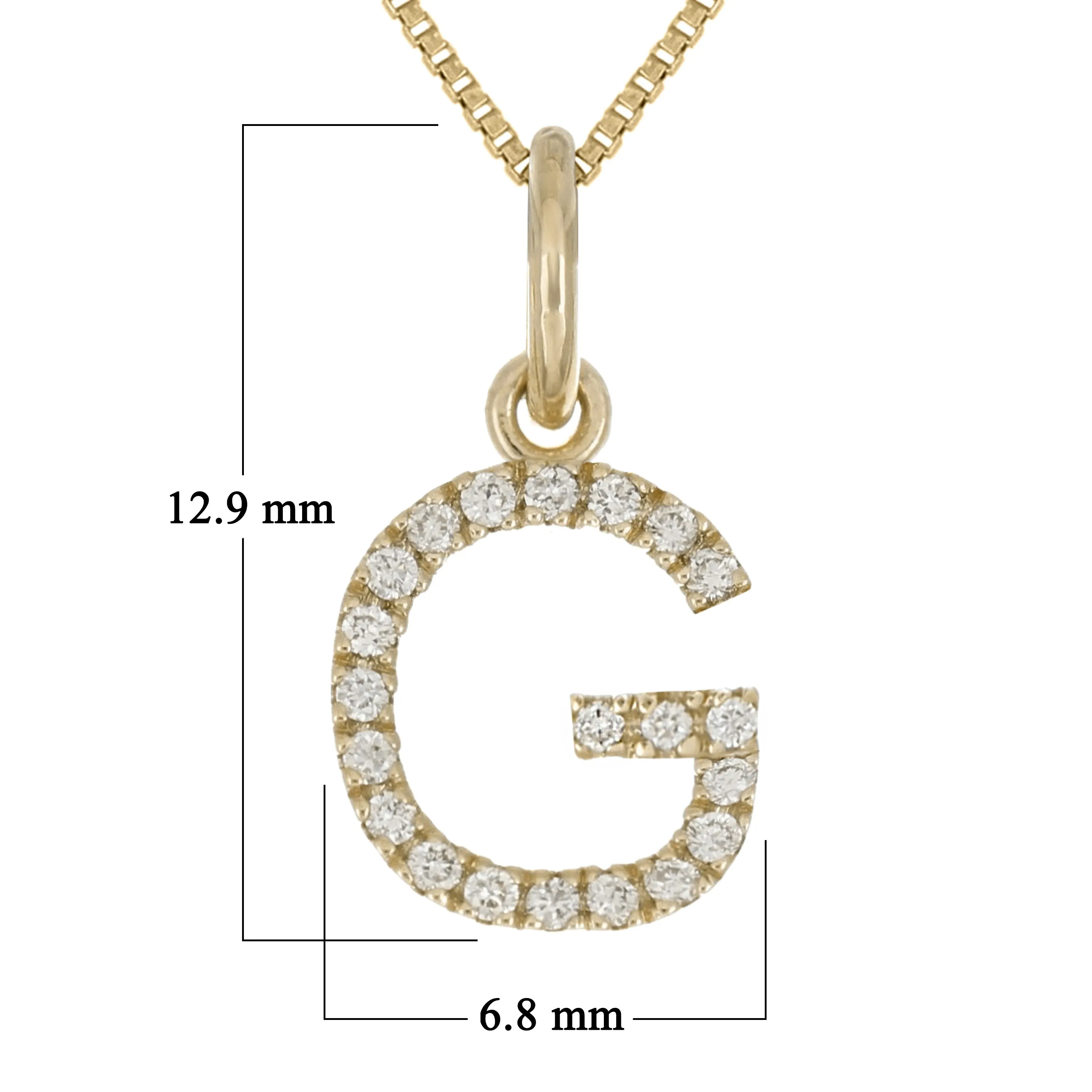 14k Yellow White or Rose Gold Diamond Initial Letter Charm Pendant Necklace 18"