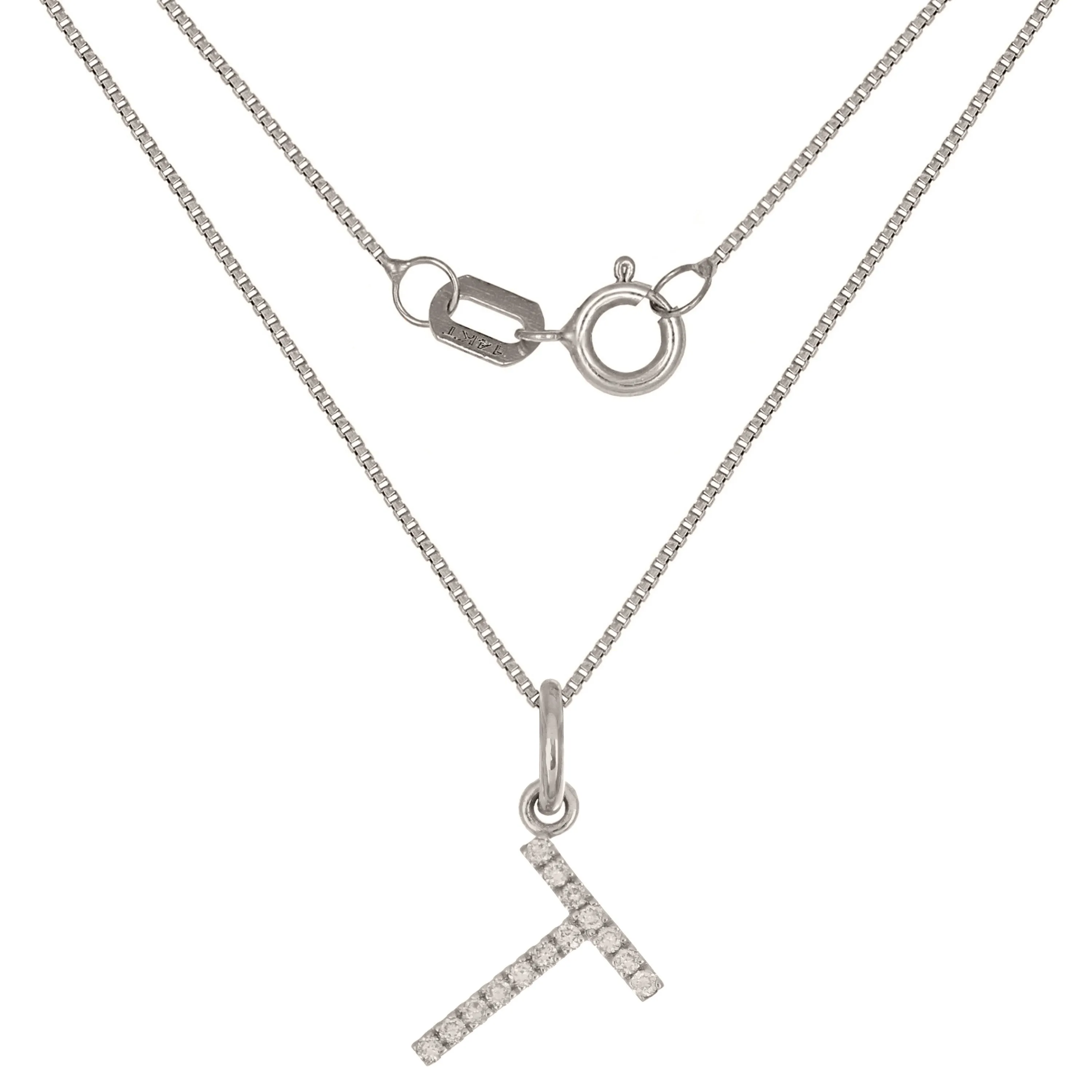 14k Yellow White or Rose Gold Diamond Initial Letter Charm Pendant Necklace 18"