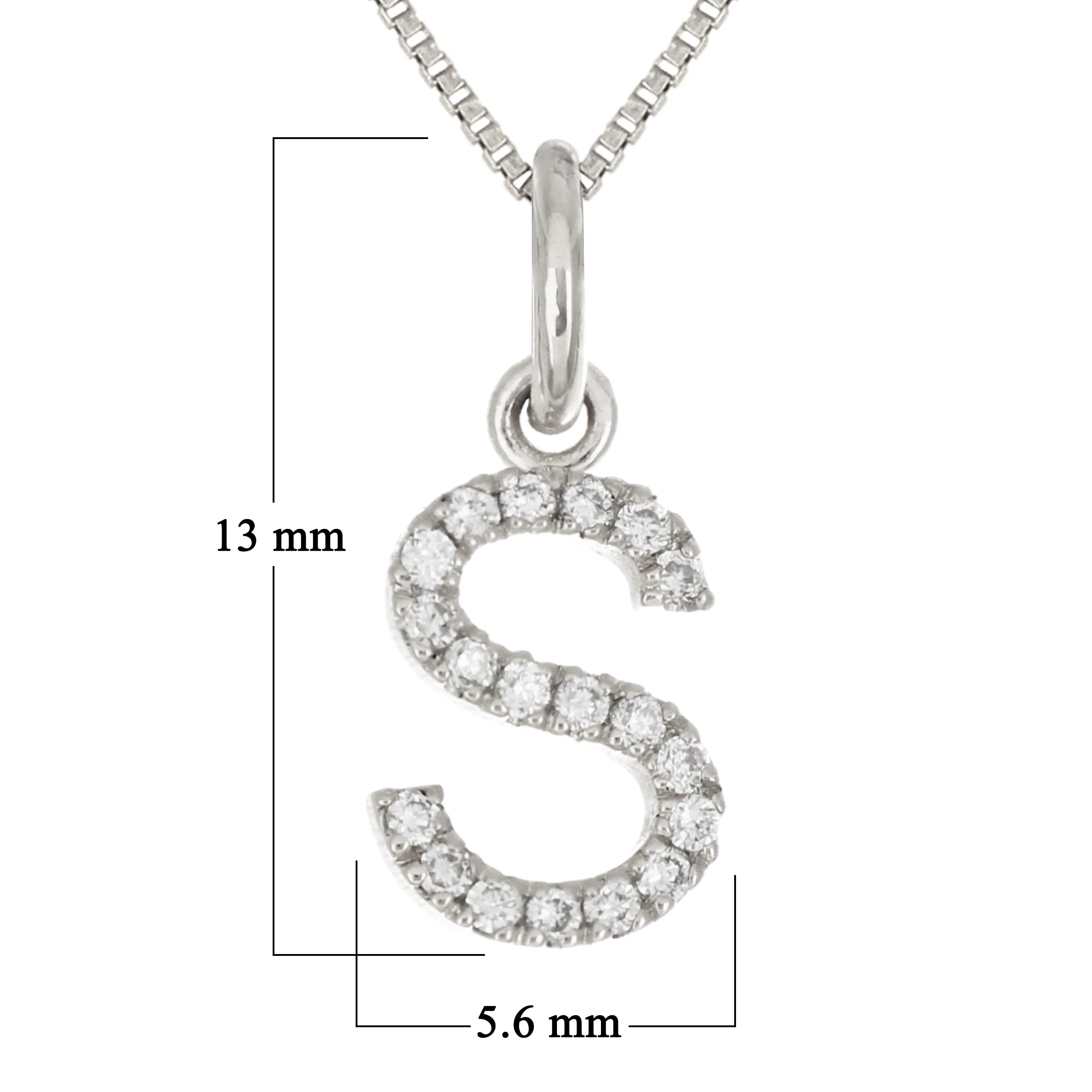 14k Yellow White or Rose Gold Diamond Initial Letter Charm Pendant Necklace 18"