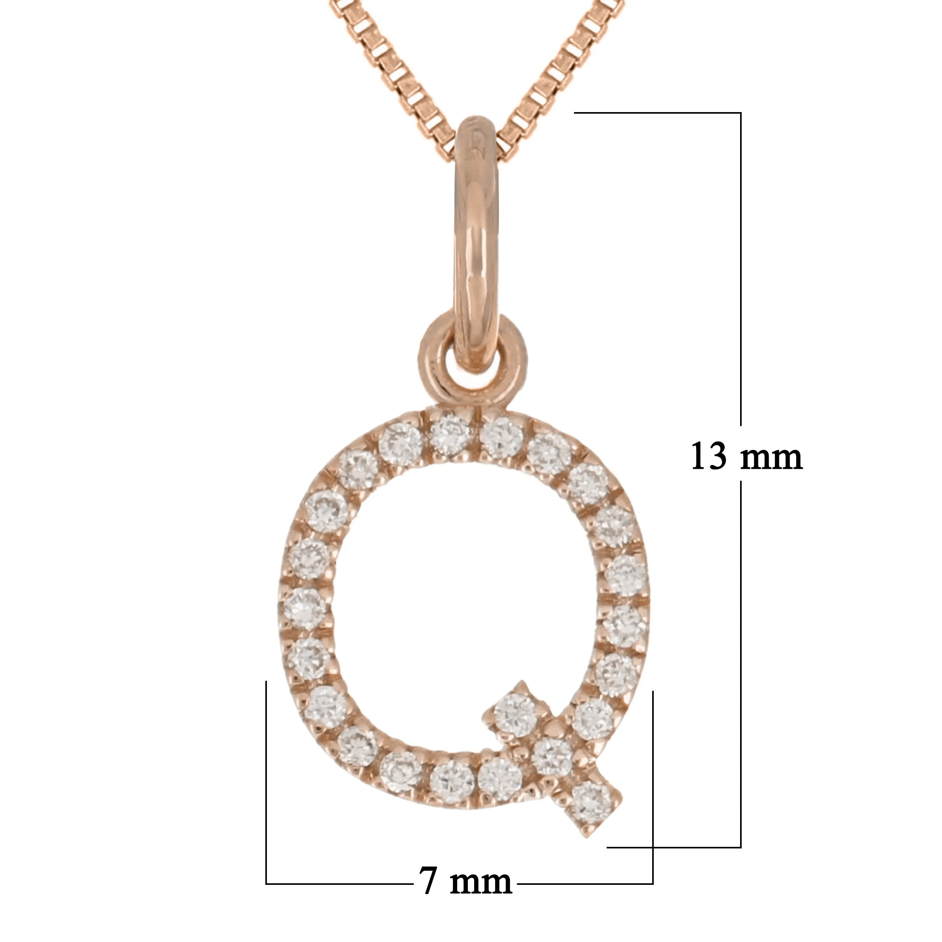14k Yellow White or Rose Gold Diamond Initial Letter Charm Pendant Necklace 18"
