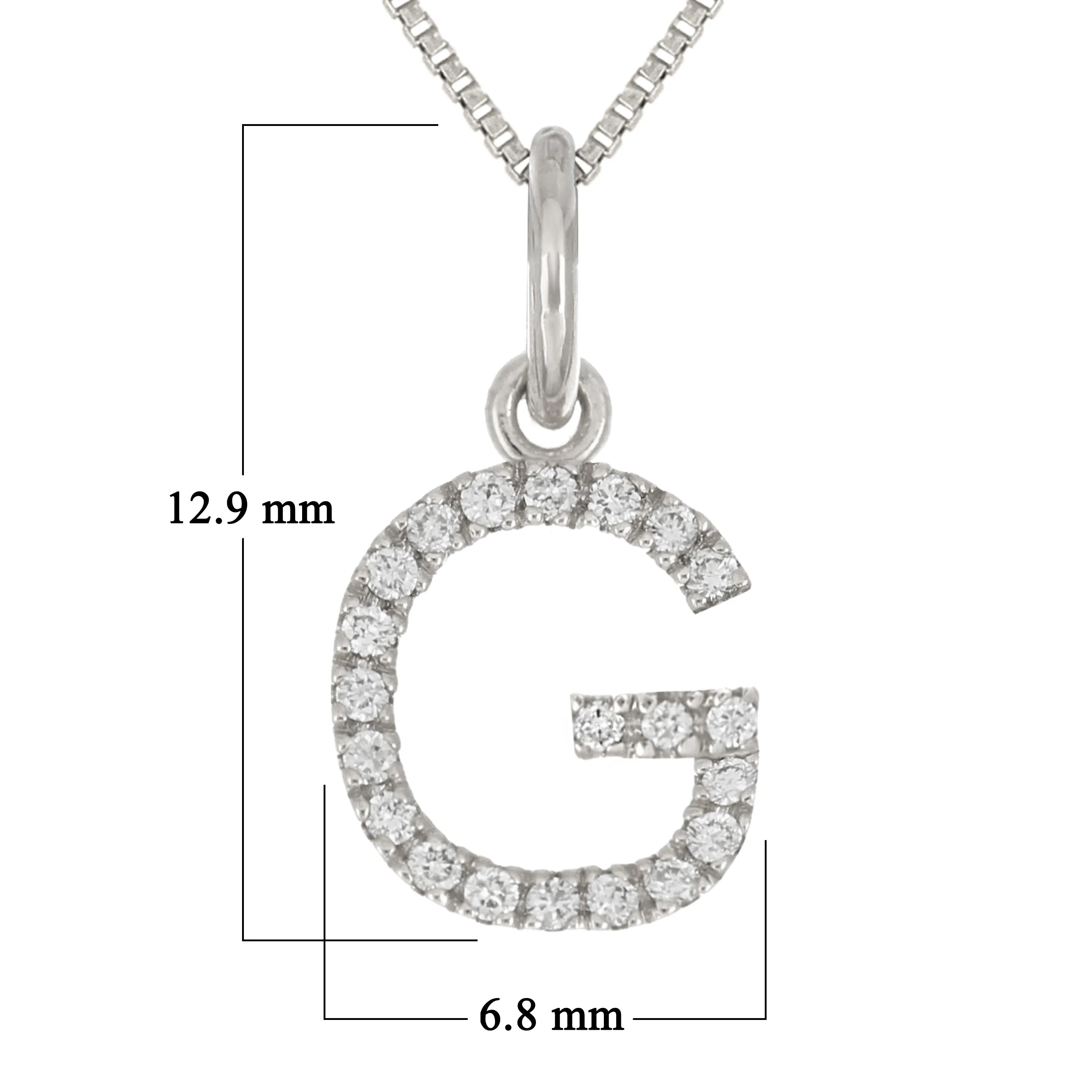 14k Yellow White or Rose Gold Diamond Initial Letter Charm Pendant Necklace 18"