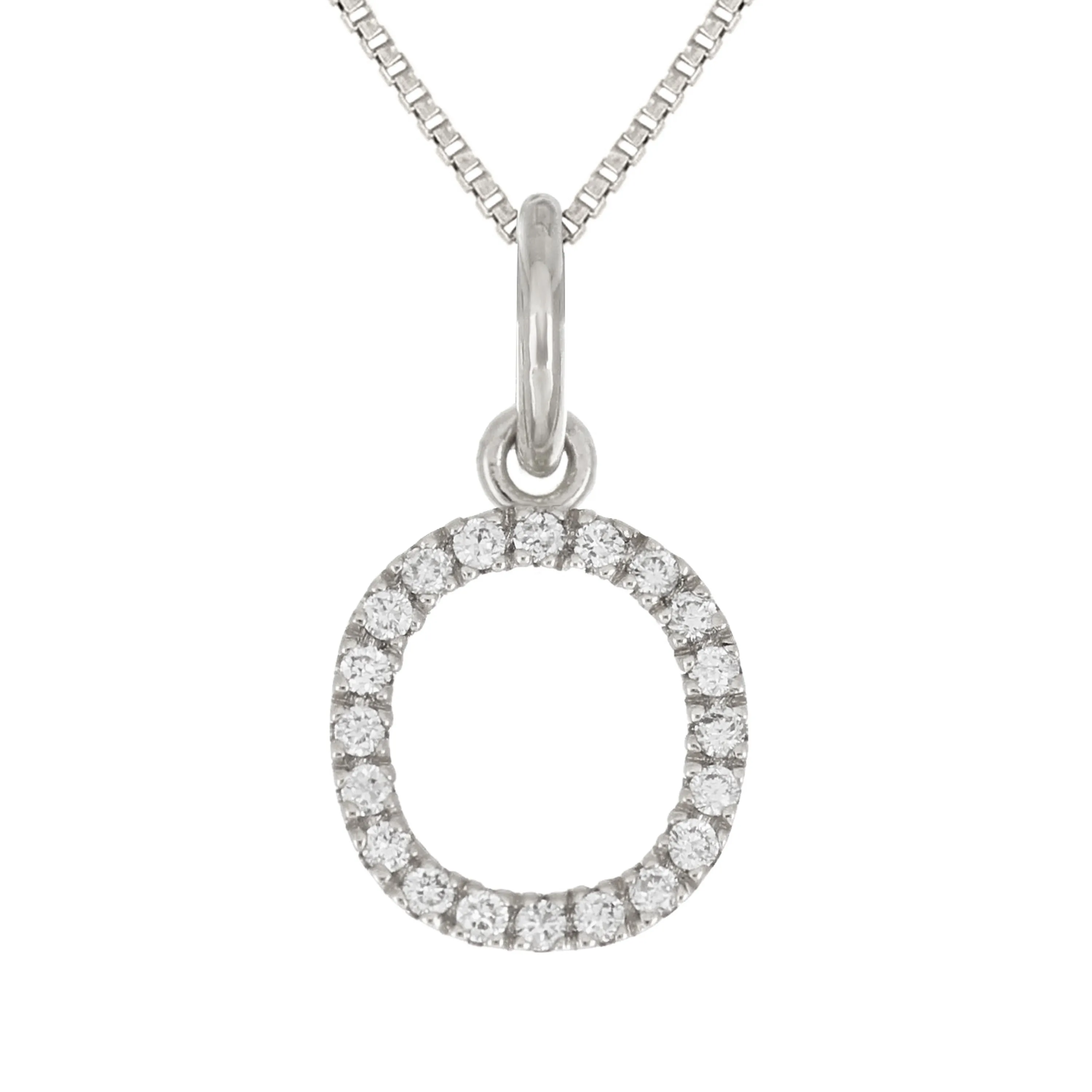 14k Yellow White or Rose Gold Diamond Initial Letter Charm Pendant Necklace 18"