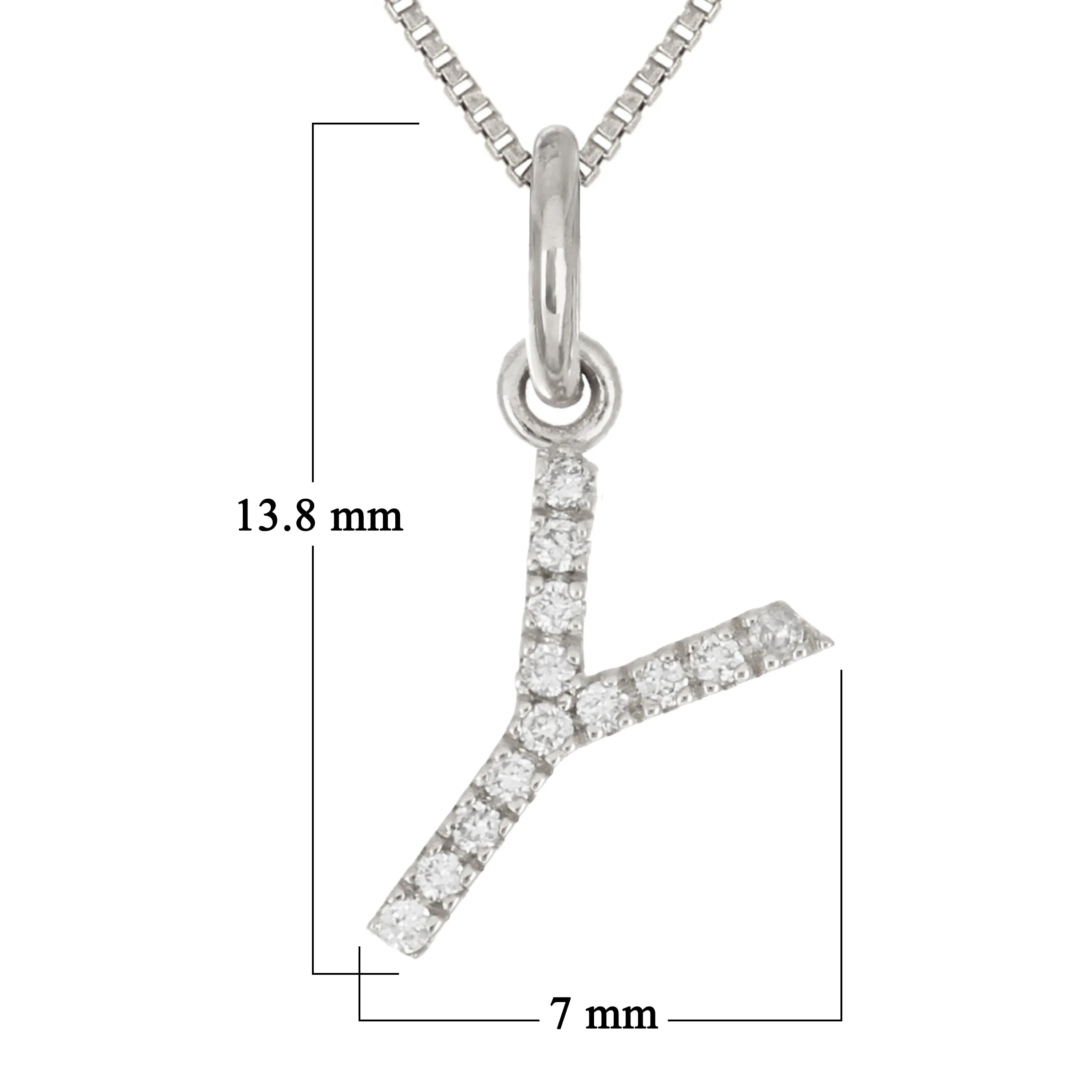 14k Yellow White or Rose Gold Diamond Initial Letter Charm Pendant Necklace 18"