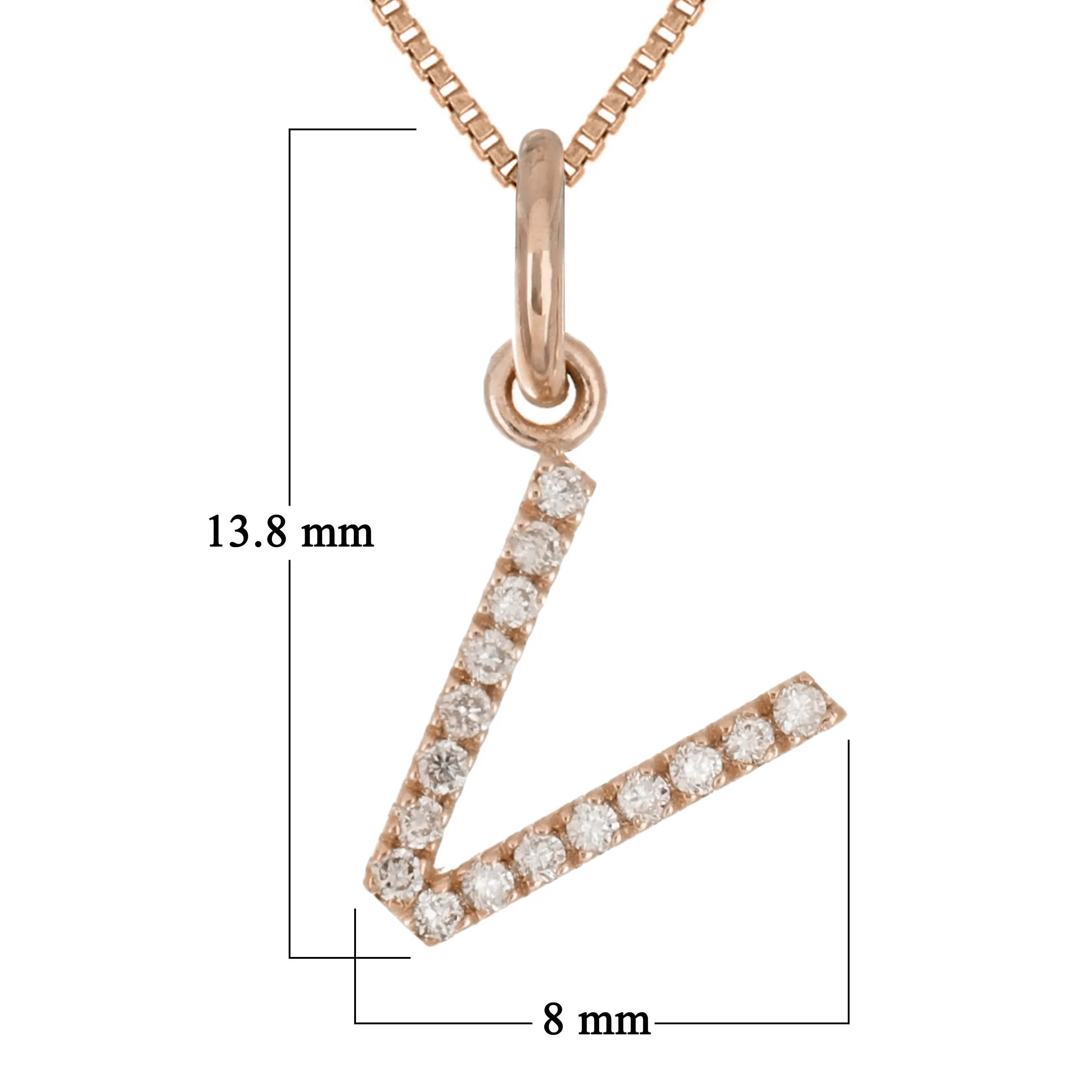 14k Yellow White or Rose Gold Diamond Initial Letter Charm Pendant Necklace 18"