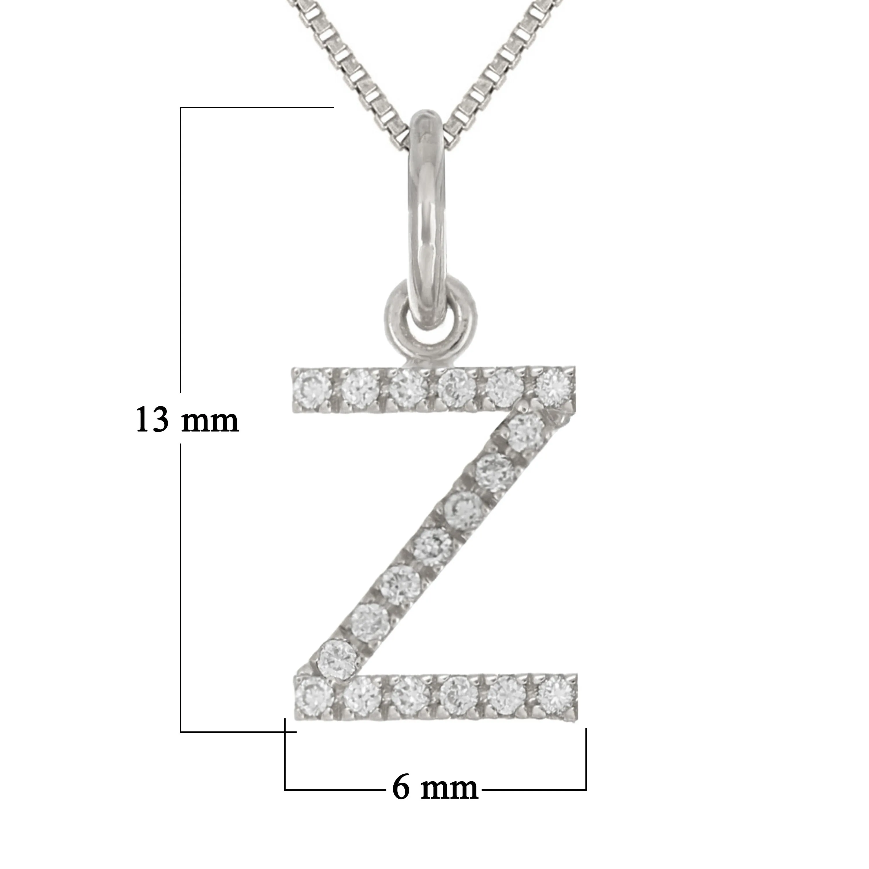 14k Yellow White or Rose Gold Diamond Initial Letter Charm Pendant Necklace 18"