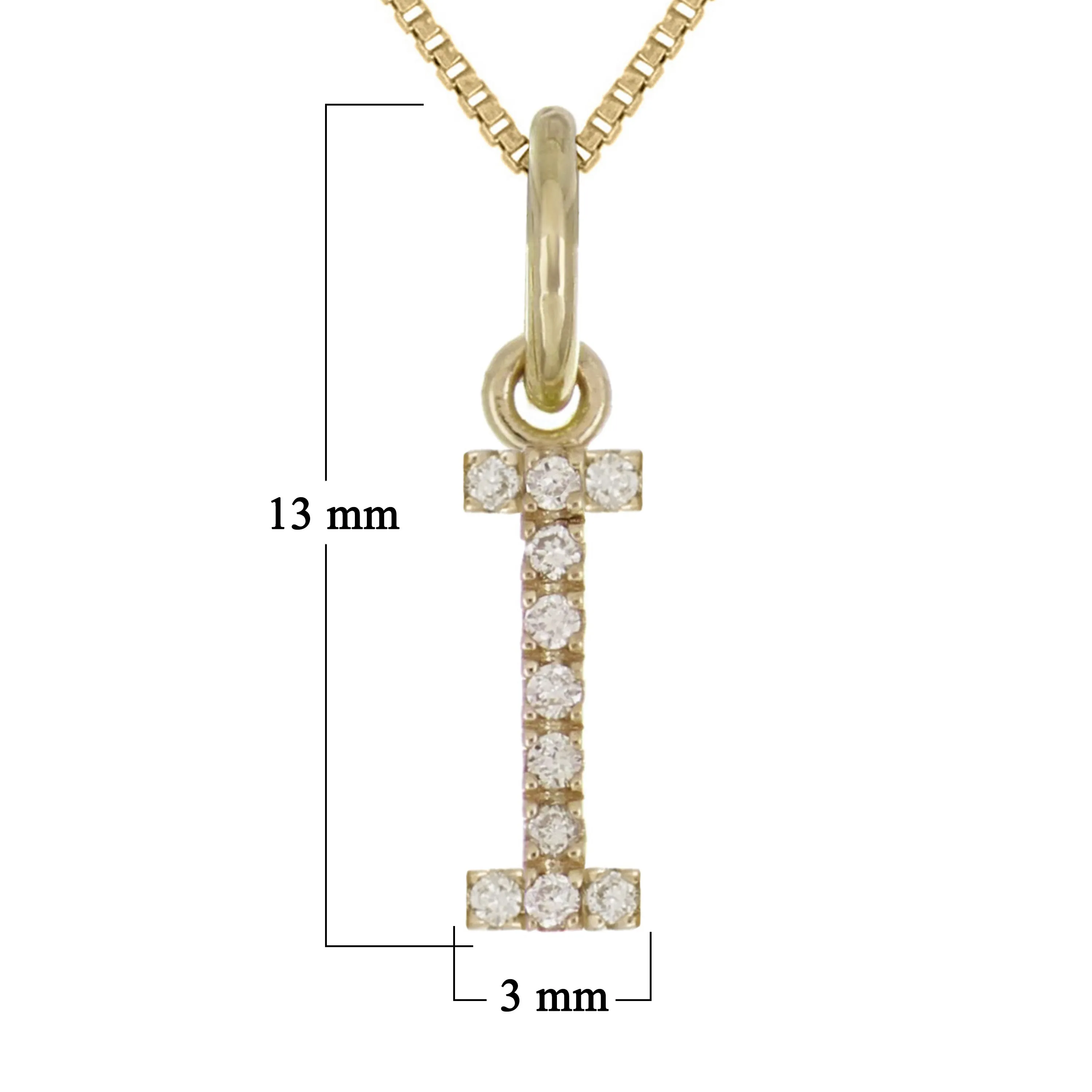 14k Yellow White or Rose Gold Diamond Initial Letter Charm Pendant Necklace 18"