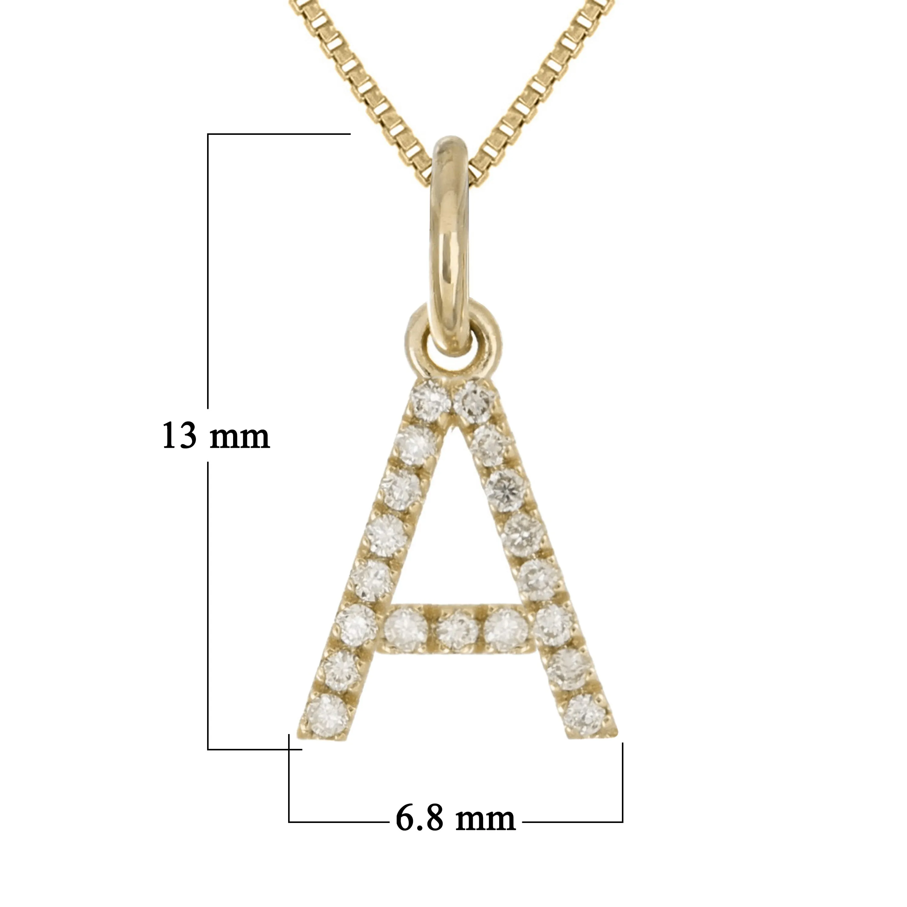 14k Yellow White or Rose Gold Diamond Initial Letter Charm Pendant Necklace 18"