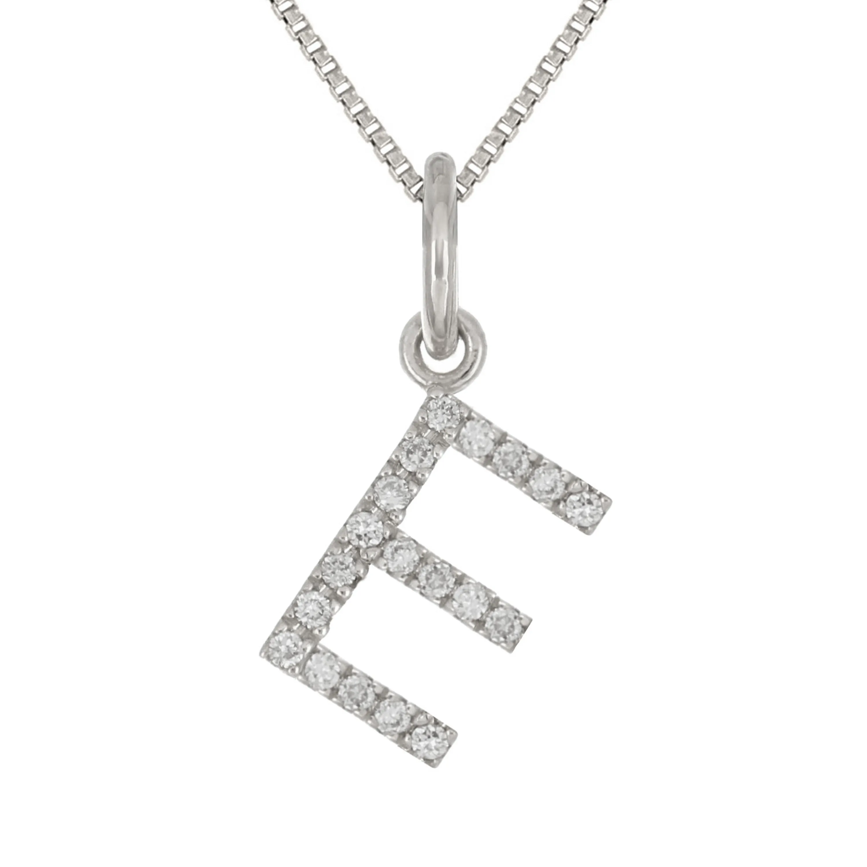 14k Yellow White or Rose Gold Diamond Initial Letter Charm Pendant Necklace 18"