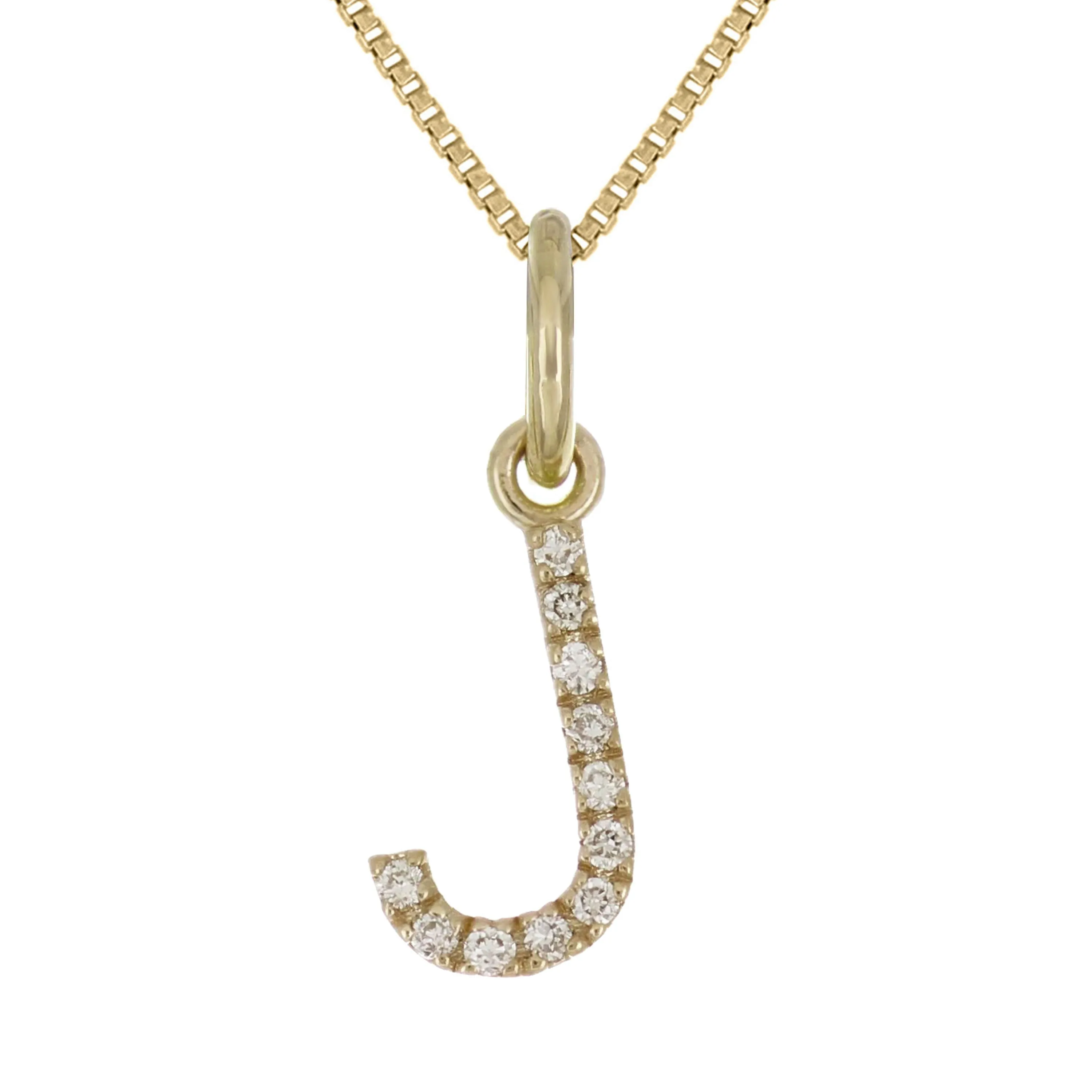 14k Yellow White or Rose Gold Diamond Initial Letter Charm Pendant Necklace 18"