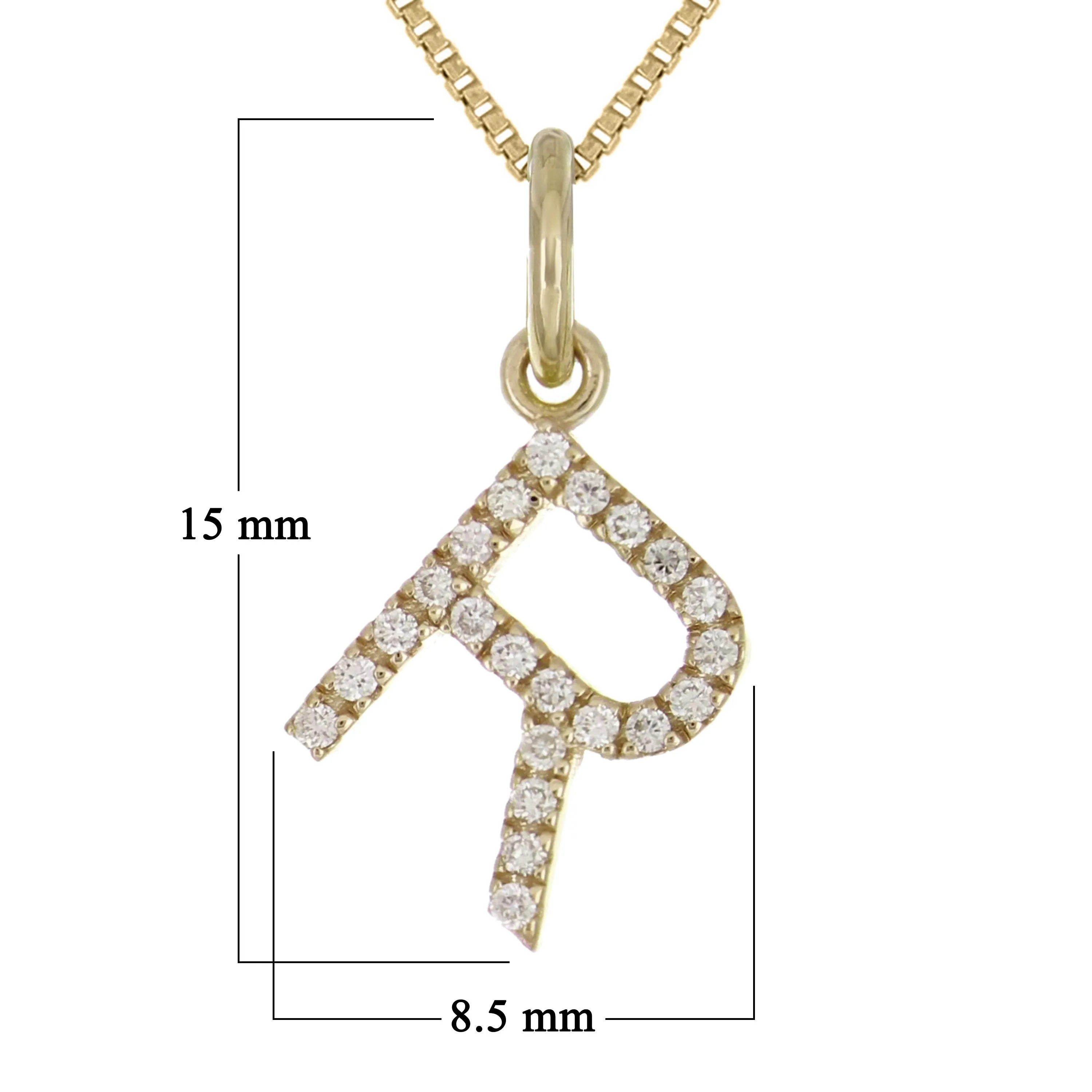 14k Yellow White or Rose Gold Diamond Initial Letter Charm Pendant Necklace 18"