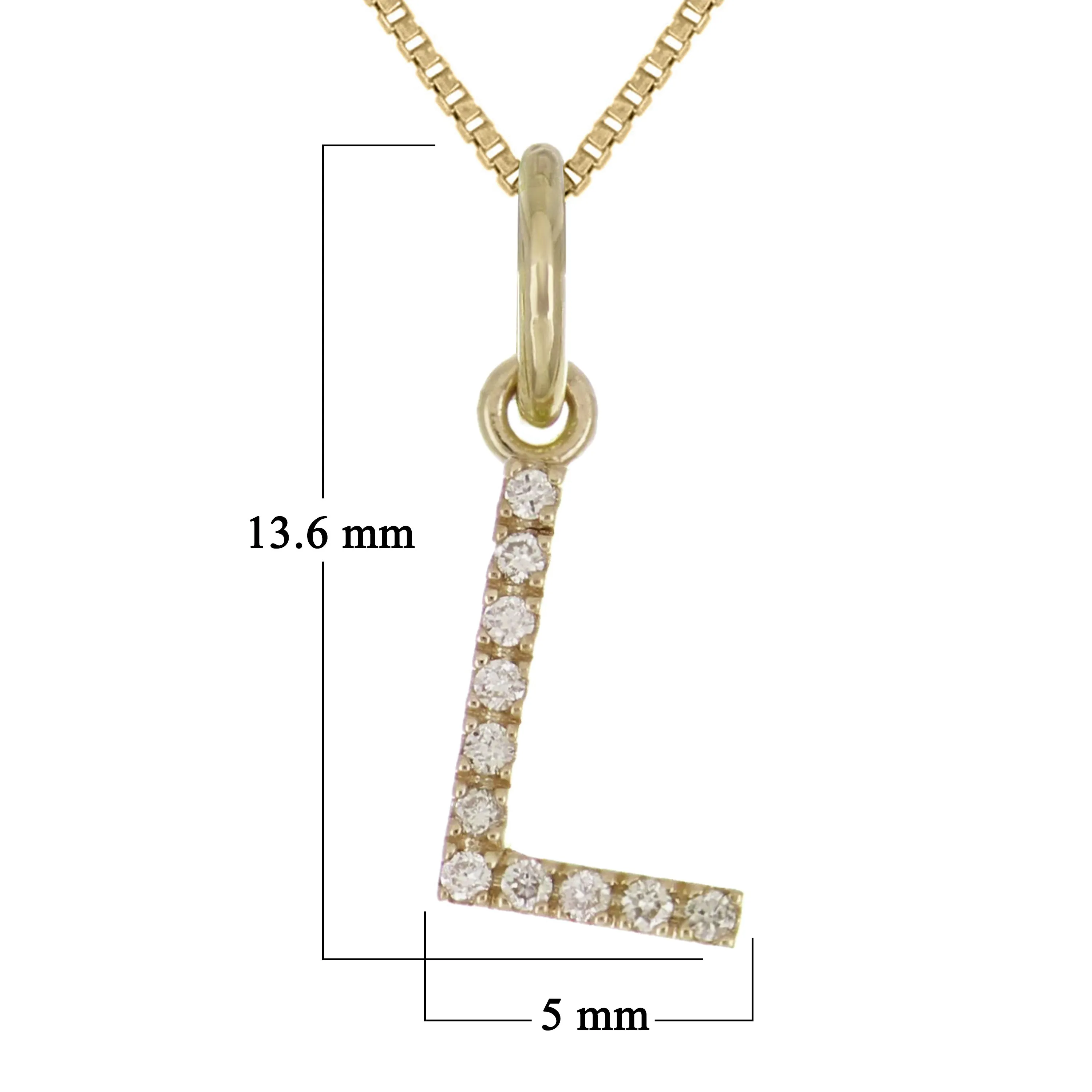14k Yellow White or Rose Gold Diamond Initial Letter Charm Pendant Necklace 18"