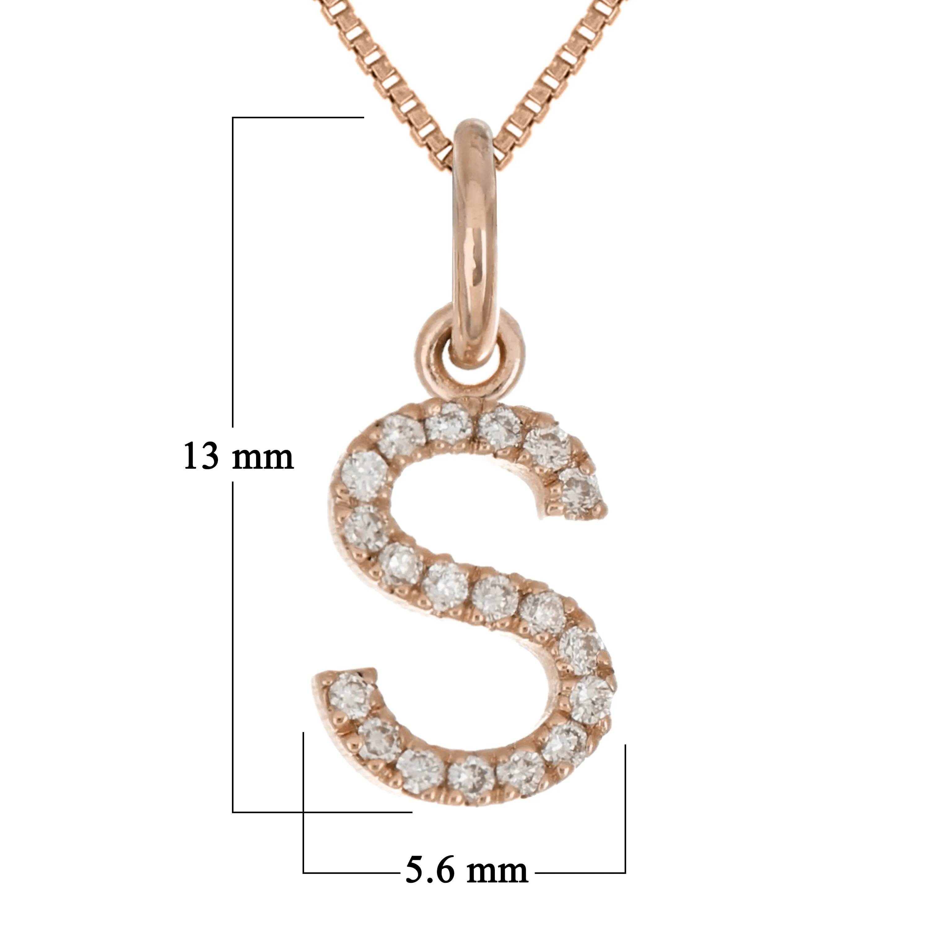 14k Yellow White or Rose Gold Diamond Initial Letter Charm Pendant Necklace 18"