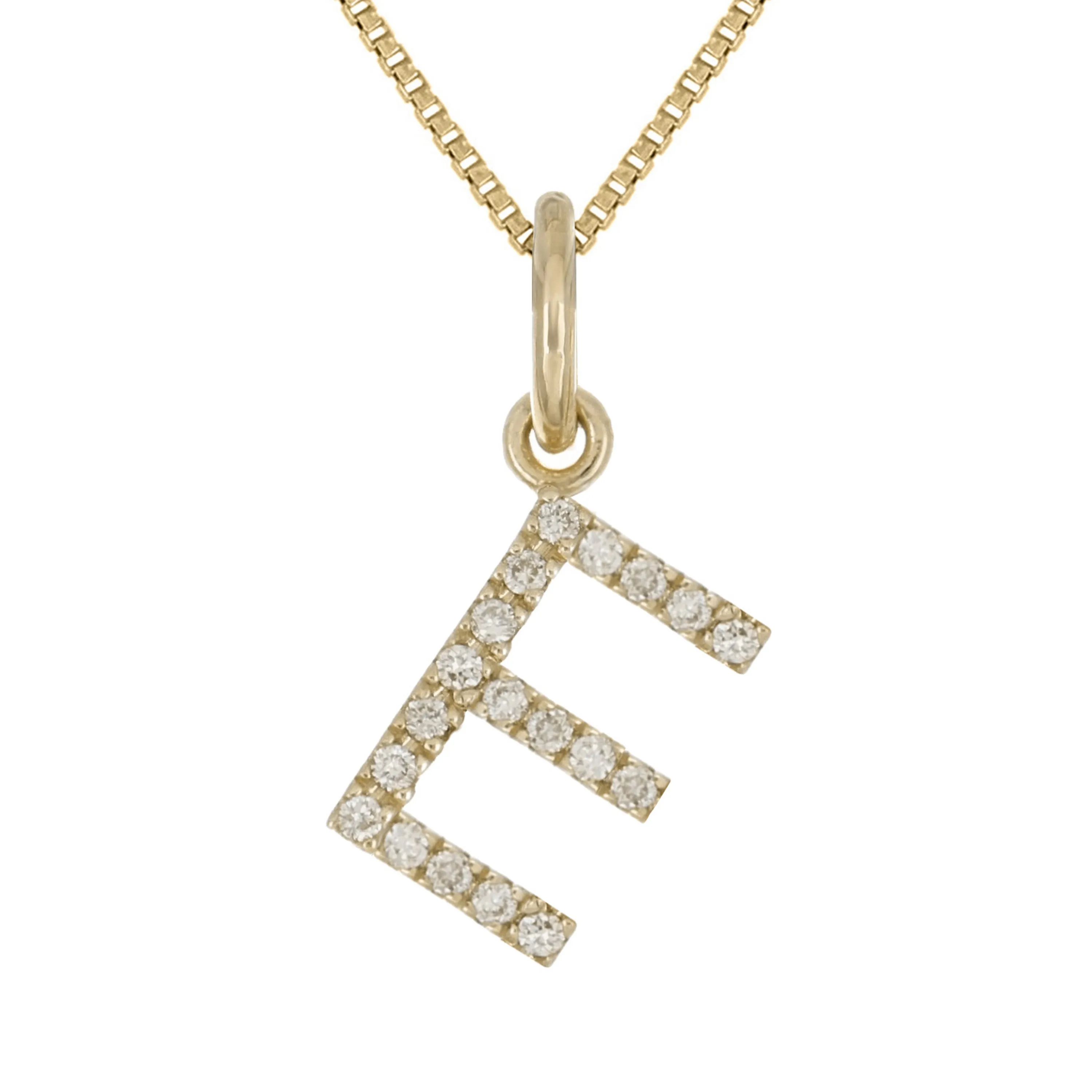 14k Yellow White or Rose Gold Diamond Initial Letter Charm Pendant Necklace 18"