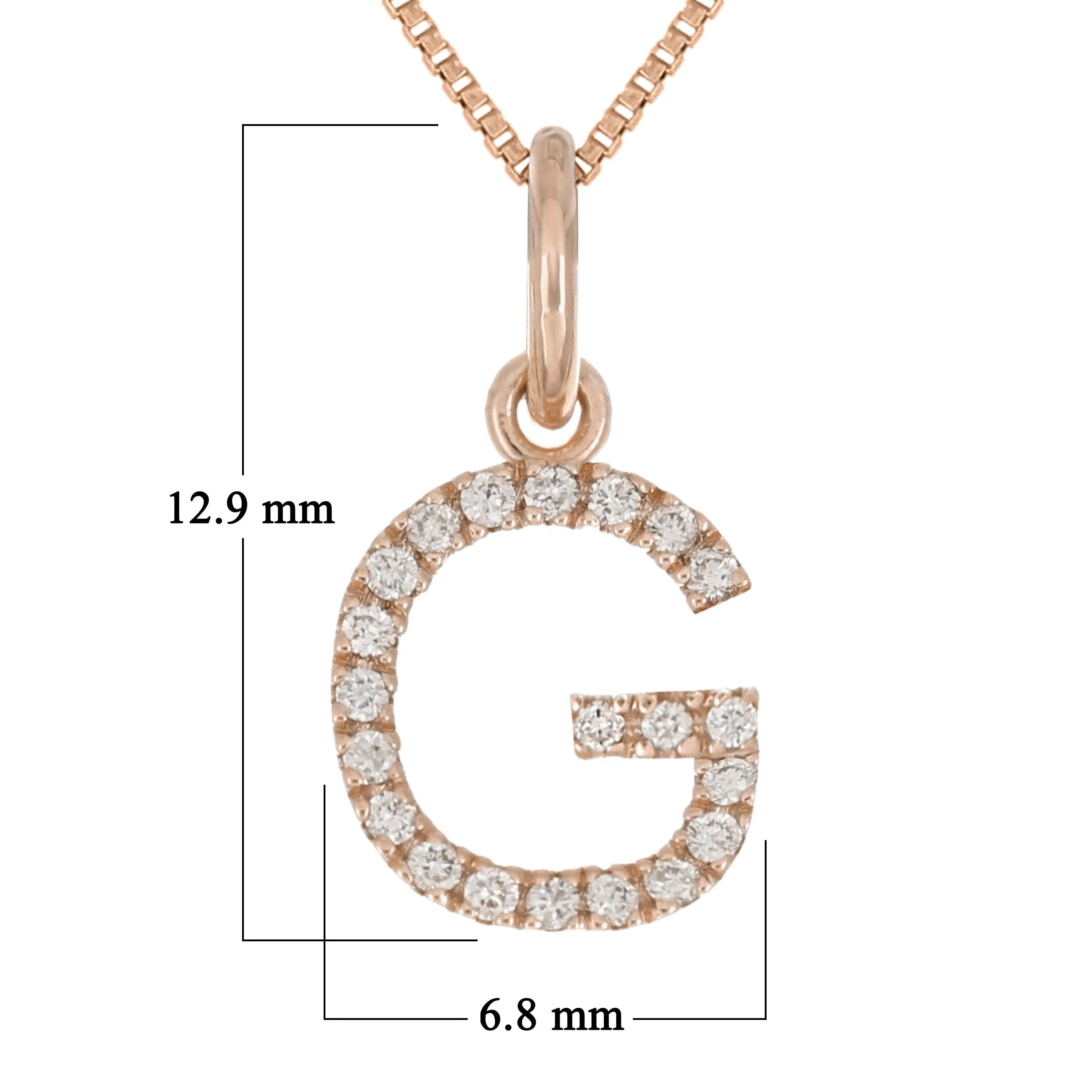 14k Yellow White or Rose Gold Diamond Initial Letter Charm Pendant Necklace 18"