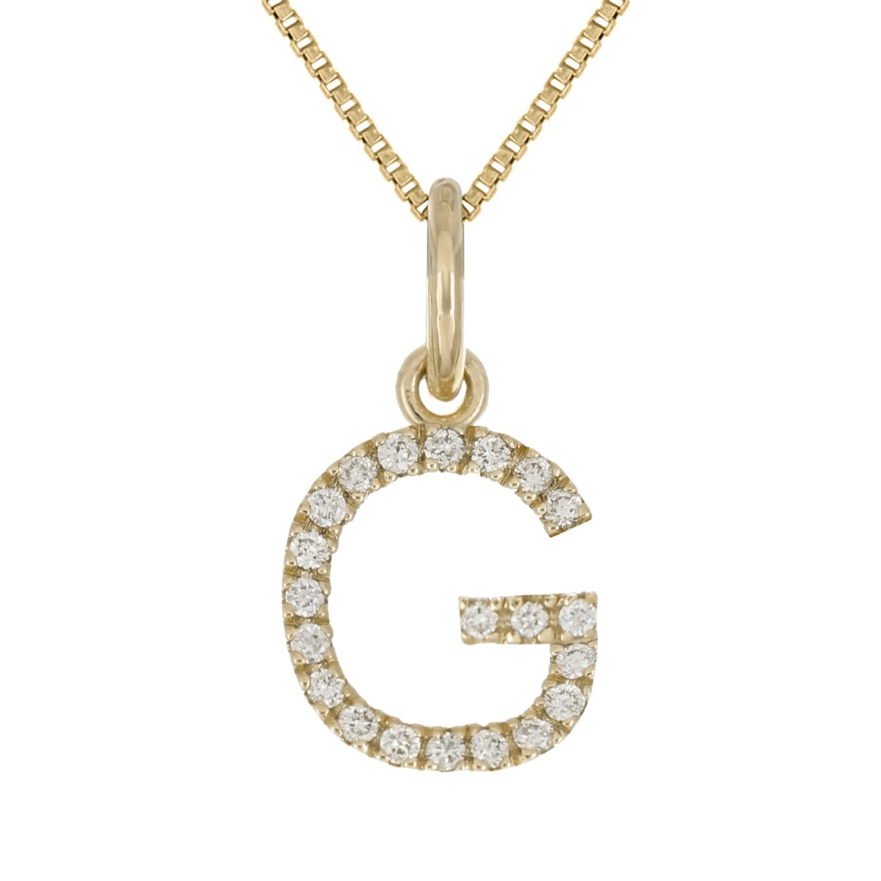 14k Yellow White or Rose Gold Diamond Initial Letter Charm Pendant Necklace 18"