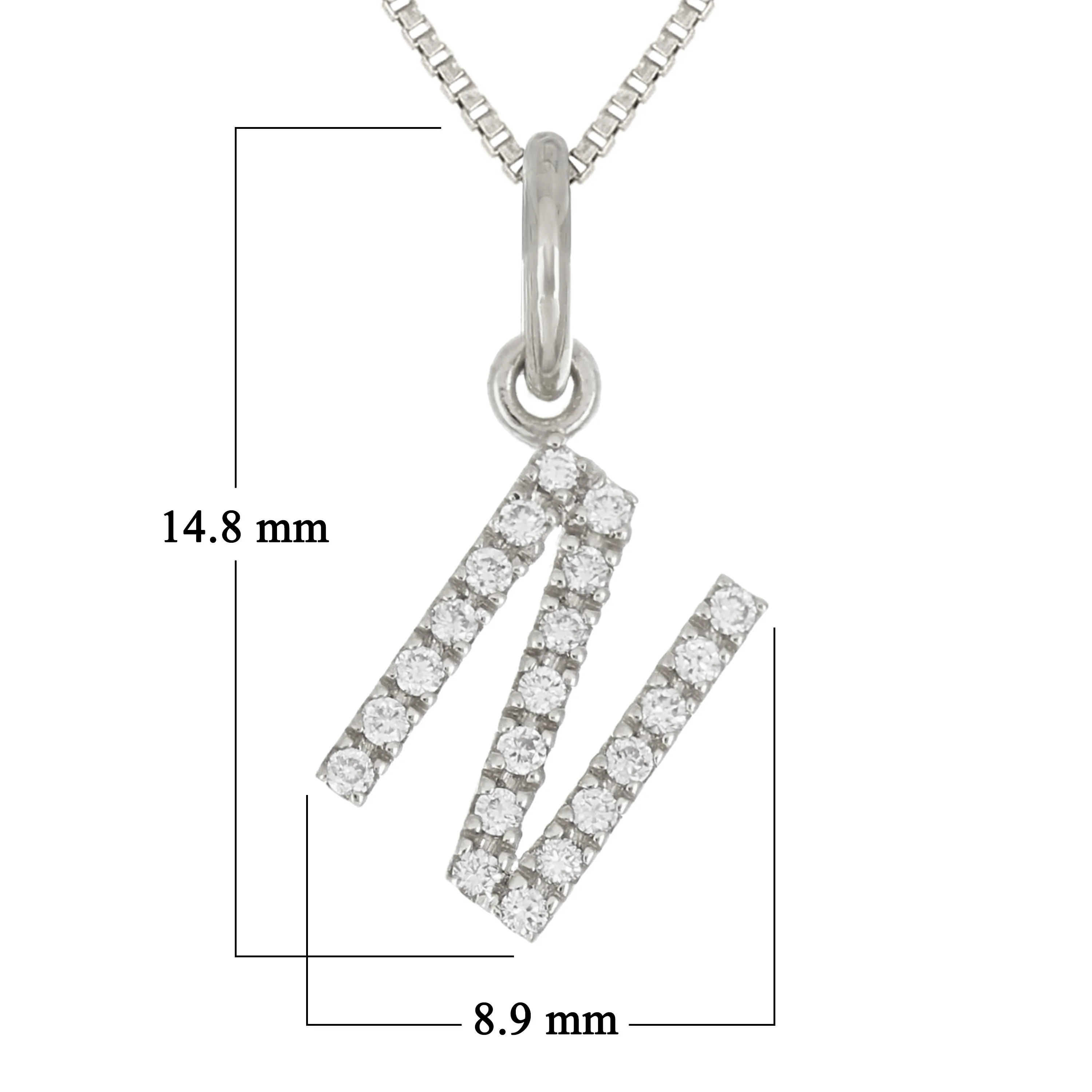 14k Yellow White or Rose Gold Diamond Initial Letter Charm Pendant Necklace 18"