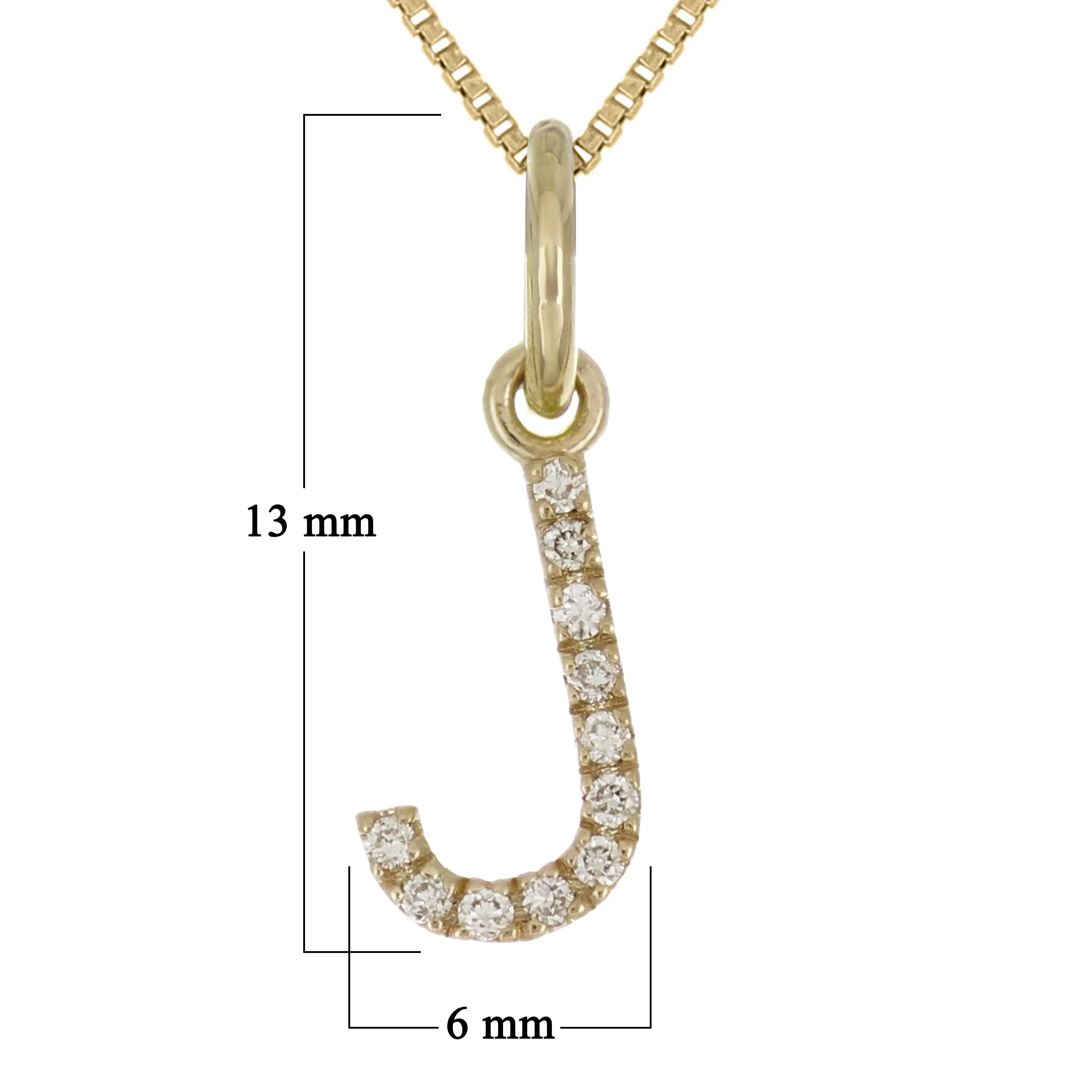 14k Yellow White or Rose Gold Diamond Initial Letter Charm Pendant Necklace 18"