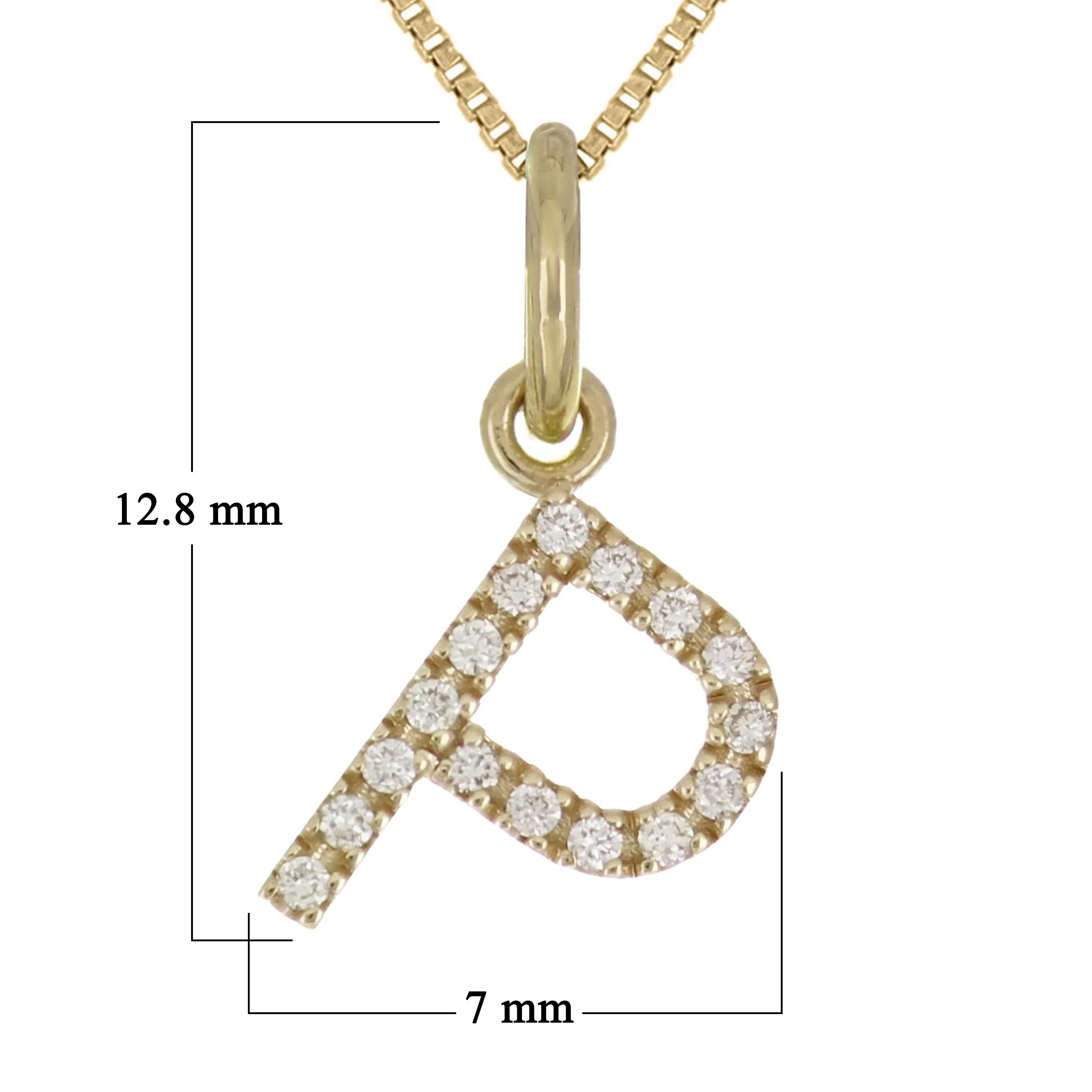14k Yellow White or Rose Gold Diamond Initial Letter Charm Pendant Necklace 18"